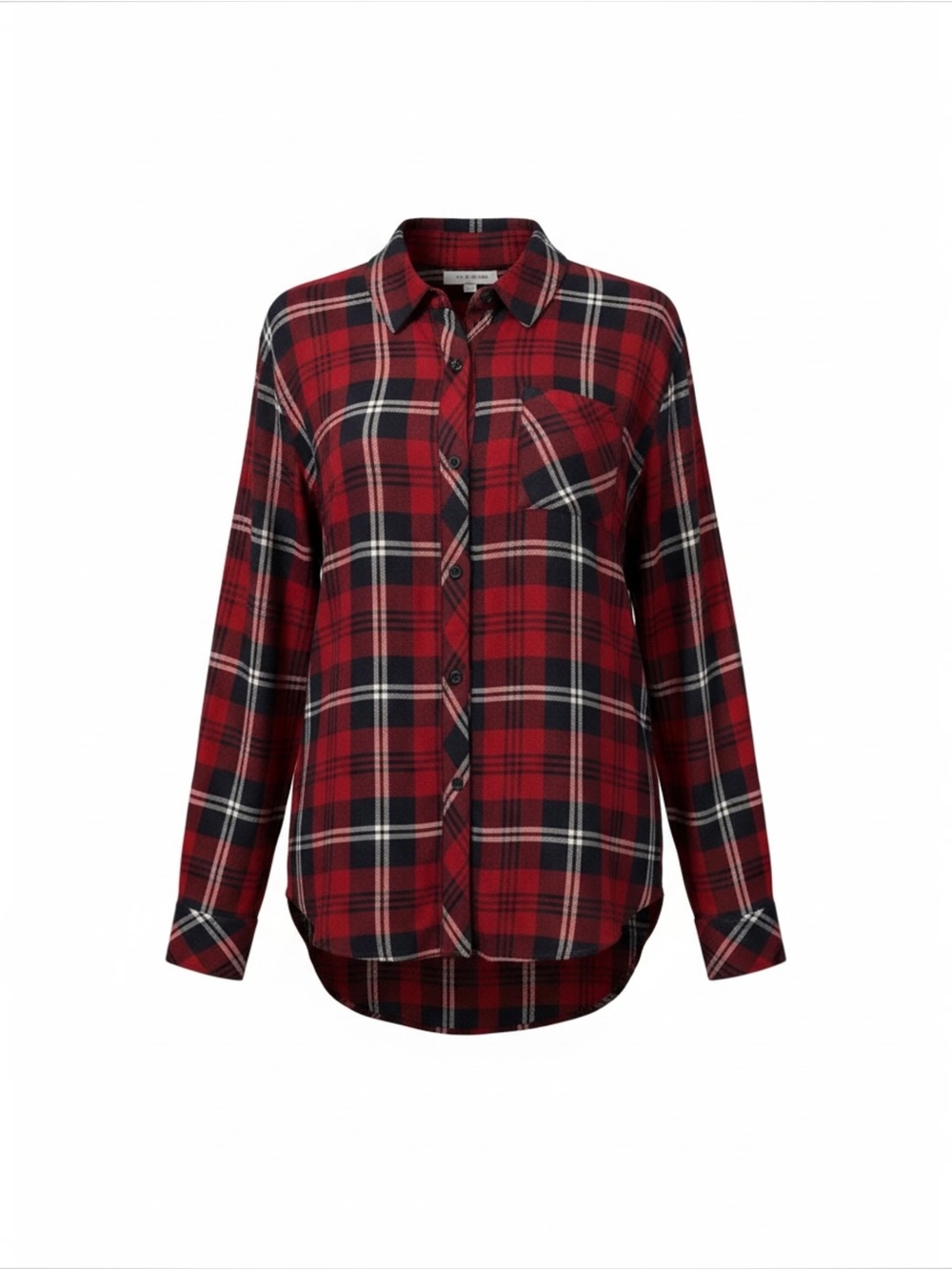 Rails Hunter Plaid Button Down Shirt M Red Navy White 100% Rayon